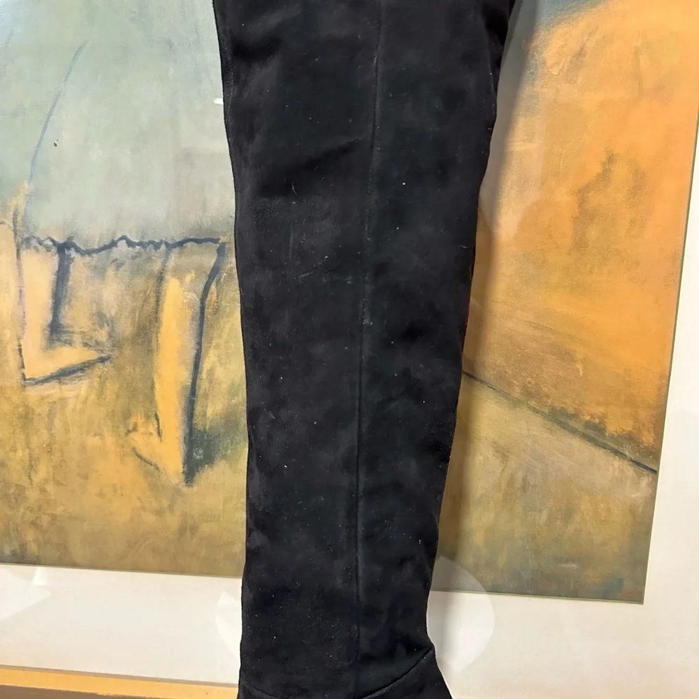 🌹LARROUDE🌹Kate Pointed Toe Over The Knee Boot in Black Suede Size: 7